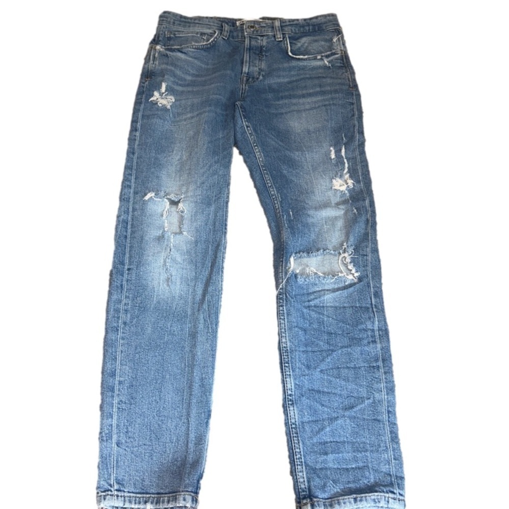 Zara Jeans Denim Straight Leg Distressed Size 31